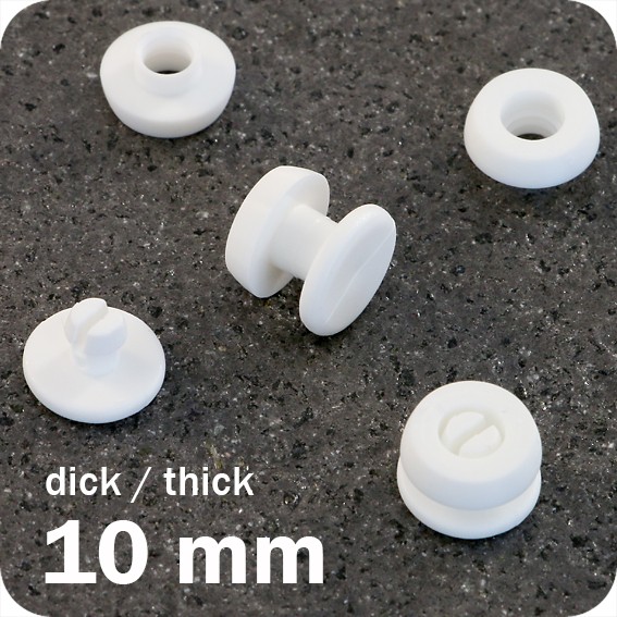 Plastikinės spaudės, baltos sp., 10mm ilgio