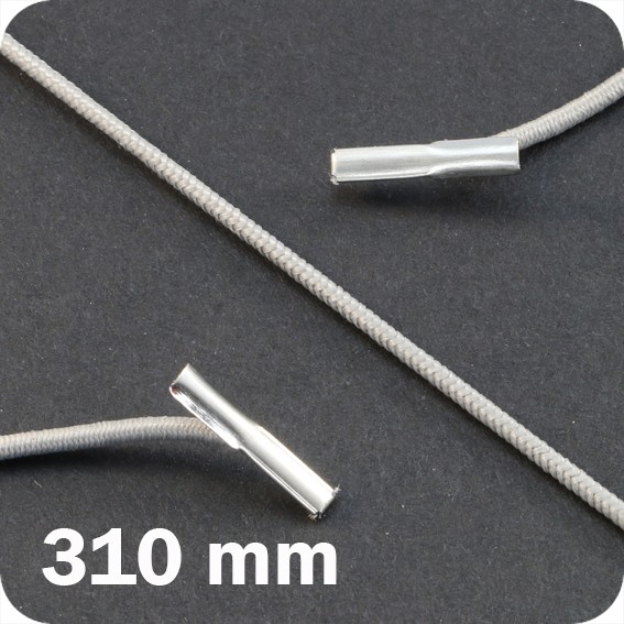 Apvalios elastinės gumelės su 2 metaliniais antgaliais 310mm ilgio, pilkos sp. (100vnt.)