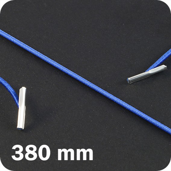 Apvalios elastinės gumelės su 2 metaliniais antgaliais 380mm ilgio, vid.mėlynos sp. (100vnt.)