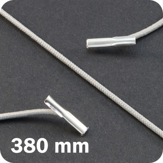 Apvalios elastinės gumelės su 2 metaliniais antgaliais 380mm ilgio, pilkos sp. (100vnt.)