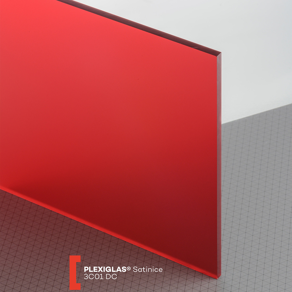 POLYVANTIS GmbH Plexiglas Satinice (3050x2030x6mm) raudona 3C01 DC dvipusė