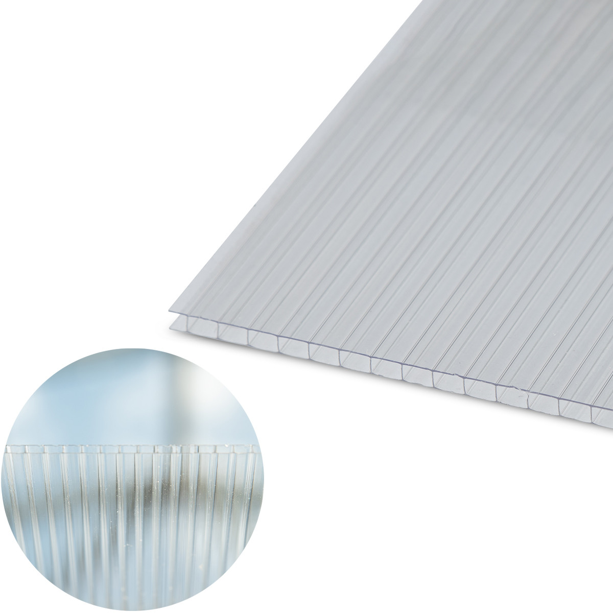 Polikarbonato plokštė PC multi ULTRA 6000x2100x4 mm, 1 kameros, skaidri, 0,55kg/m2