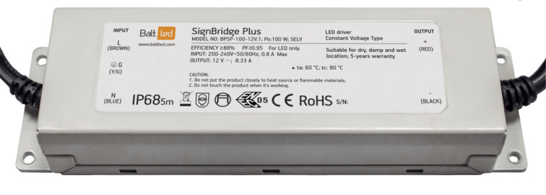 BALTLED LED Maitinimo šaltinis BaltLED Signbridge Plus 100W IP68