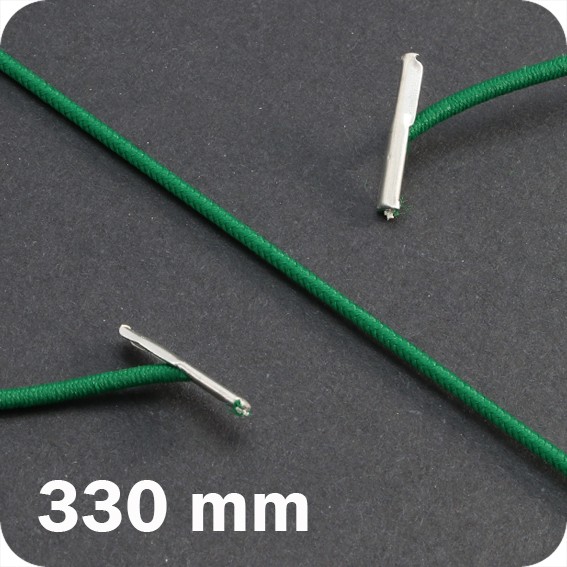 Apvalios elastinės gumelės su 2 metaliniais antgaliais 330mm ilgio, žalios sp. (100vnt.)